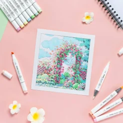 Ohuhu Honolulu B Pastel Alcohol Brush Markers - Blossoming/ Sweetness 48 New Pastel Colors - Brush & Fine Dual Tips