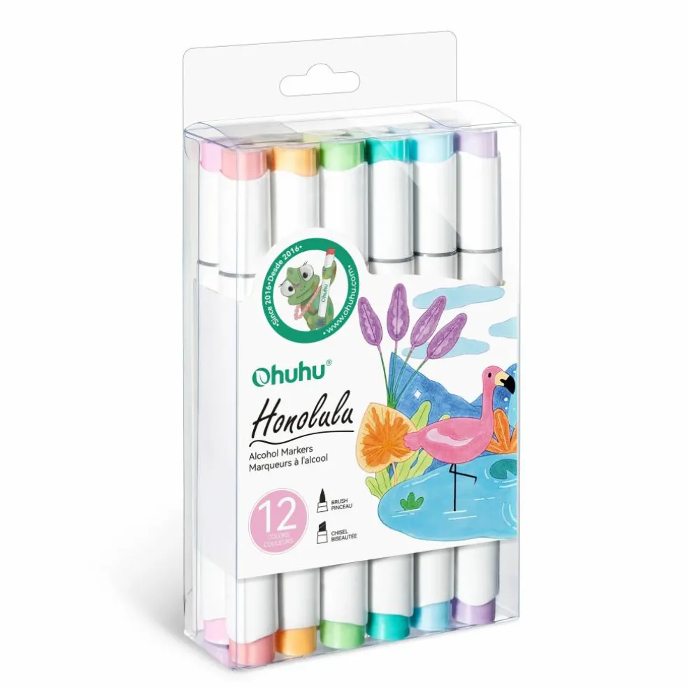 Ohuhu® Honolulu Brush & Chisel Dual Tip Pastel Tones Marker Set