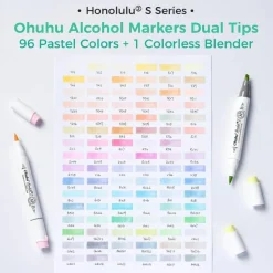 Ohuhu Honolulu 2S 48/96 Pastel Colors Markers Alcohol Based - Brush & Soft Chisel Dual Tips - Sweetness & Blossoming Color Sets