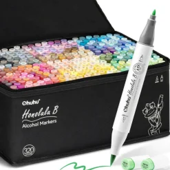 Ohuhu Refillable 320 Colors Alcohol Markers Brush Tip- Double Tipped Alcohol-based Art Sketch Marker Set for Artist Adults Coloring Illustration - Honolulu B of Ohuhu Markers -Brush & Fine Dual Tips