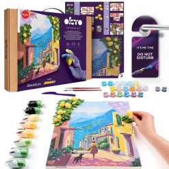 OKTO | Air Dry Clay Paint by Numbers & Modeling Kit for Adults | Lemon Weekend | 11.8x15.7 in