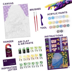OKTO | Air Dry Clay Paint by Numbers & Modeling Kit for Adults | Lemon Weekend | 11.8x15.7 in