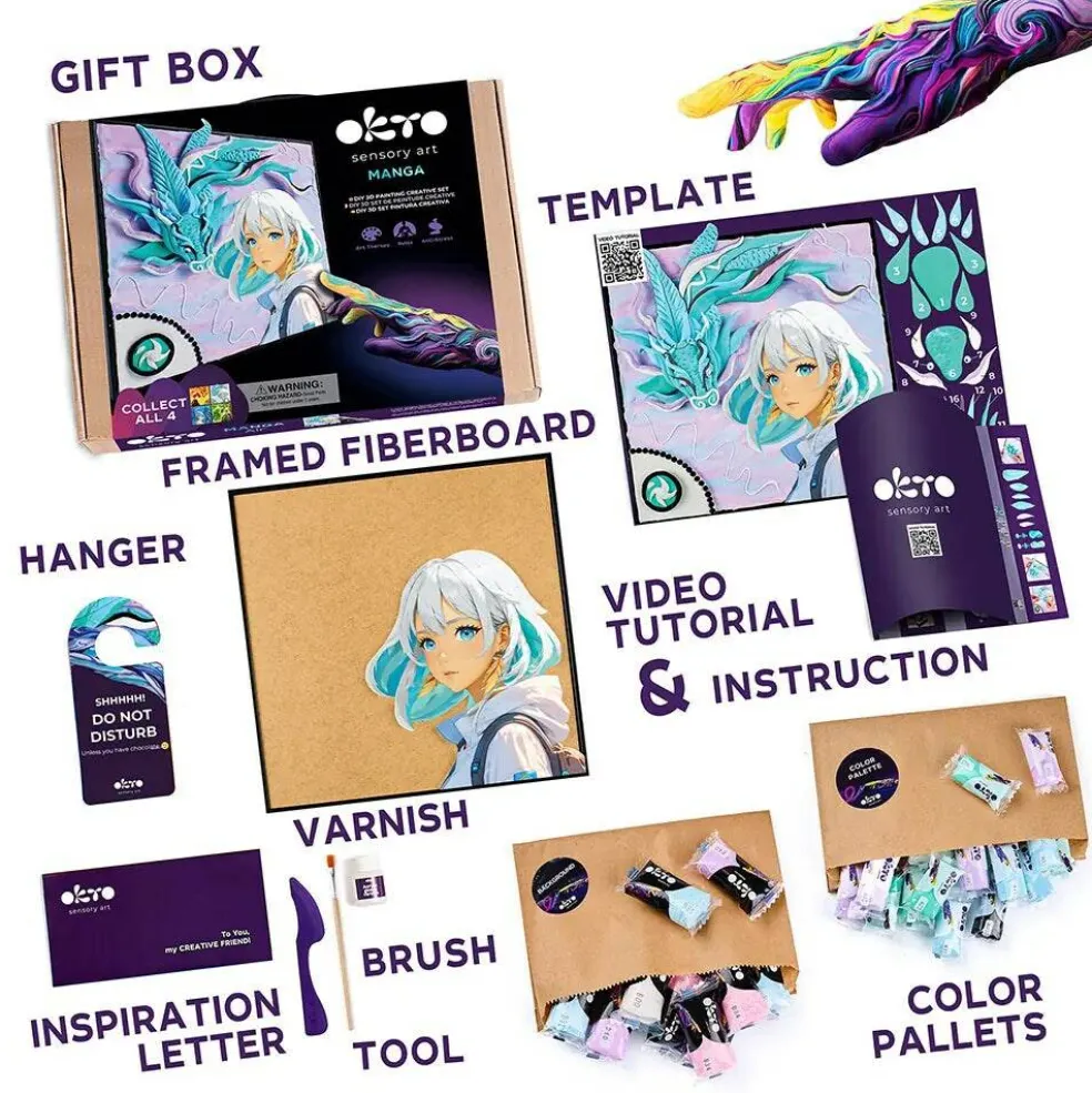 OKTO DIY 3D Creative Air Dry Clay 3D Painting set "MANGA" Air