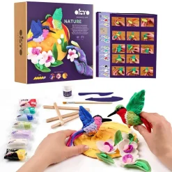 OKTO DIY 3D Creative Air Dry Clay Set Nature Hummingbirds