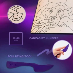 OKTO | DIY 3D Creative Air Dry Clay Kit | Kids Painting by Numbers Coloring Set | PANDA | Frame 11.8x11.8 in