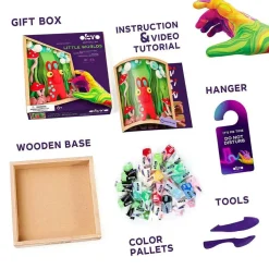 OKTO | DIY 3D Creative Air Dry Clay Modeling Kit for KIDS | "Little Worlds" Mommy TROLL | Wooden Frame 8.3x8.3 inch
