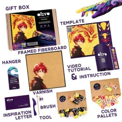 OKTO DIY 3D Creative Air Dry Clay 3D Painting set "MANGA" Fire