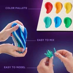 OKTO | DIY 3D Creative Air Dry Clay Modeling Kit | Mood OCEAN CALM| Wooden Frame 8.3x8.3 inch
