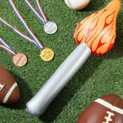 Olympics Party Decorations 15 Pieces Gold Silver Bronze Plastic Medals for Awards 3 Pieces 15 Inch Olympic Torch Prop for Medieval Luau Themed Party Sports Competitions