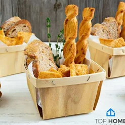 One Pint Wooden Berry Baskets (10 Pack); for Picking Fruit or Arts, Crafts and Decor; 4” Square Vented Wood Boxes