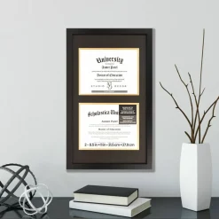 2 Opening 8.5" x 11" Black Document Frame with Double Mat by Studio Décor®