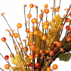 22" Orange Berries & Yellow Leaves Fall Harvest Wreath
