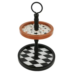 16" Orange, Black & White 2-Tier Tray Tabletop Décor by Ashland®