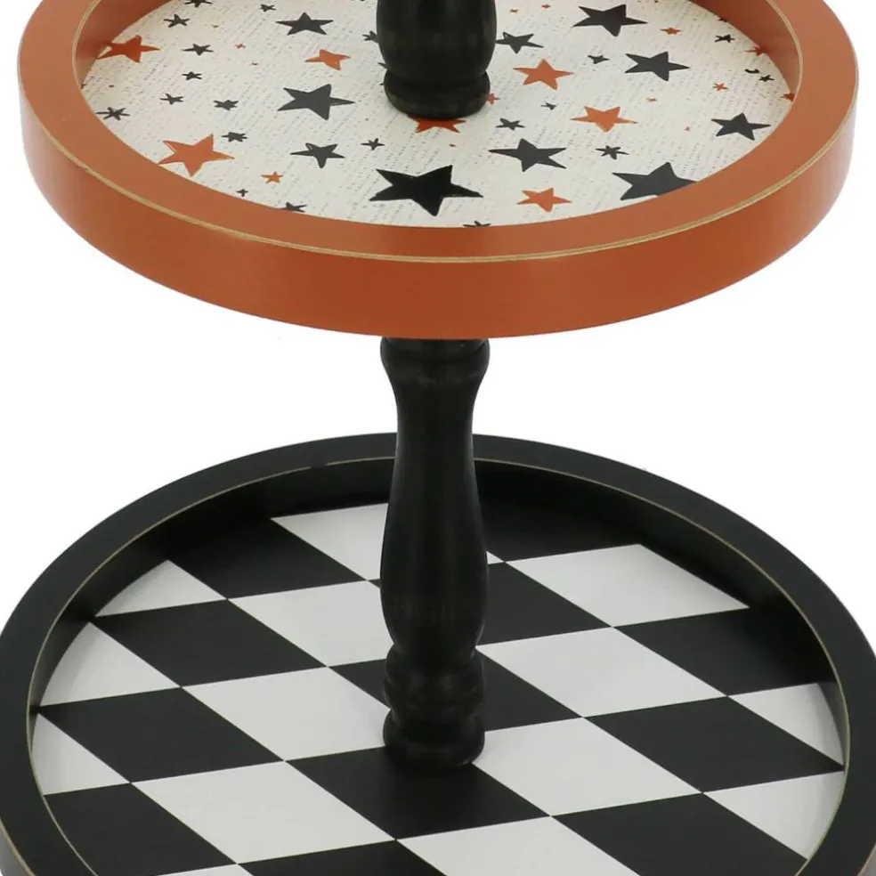16" Orange, Black & White 2-Tier Tray Tabletop Décor by Ashland®
