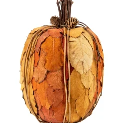 10" Orange & Brown Fall Harvest Tabletop Pumpkin