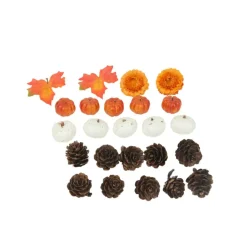 Orange & Cream Pumpkin, Pinecone, Leaf & Flower Decorative Components Mix by Ashland®