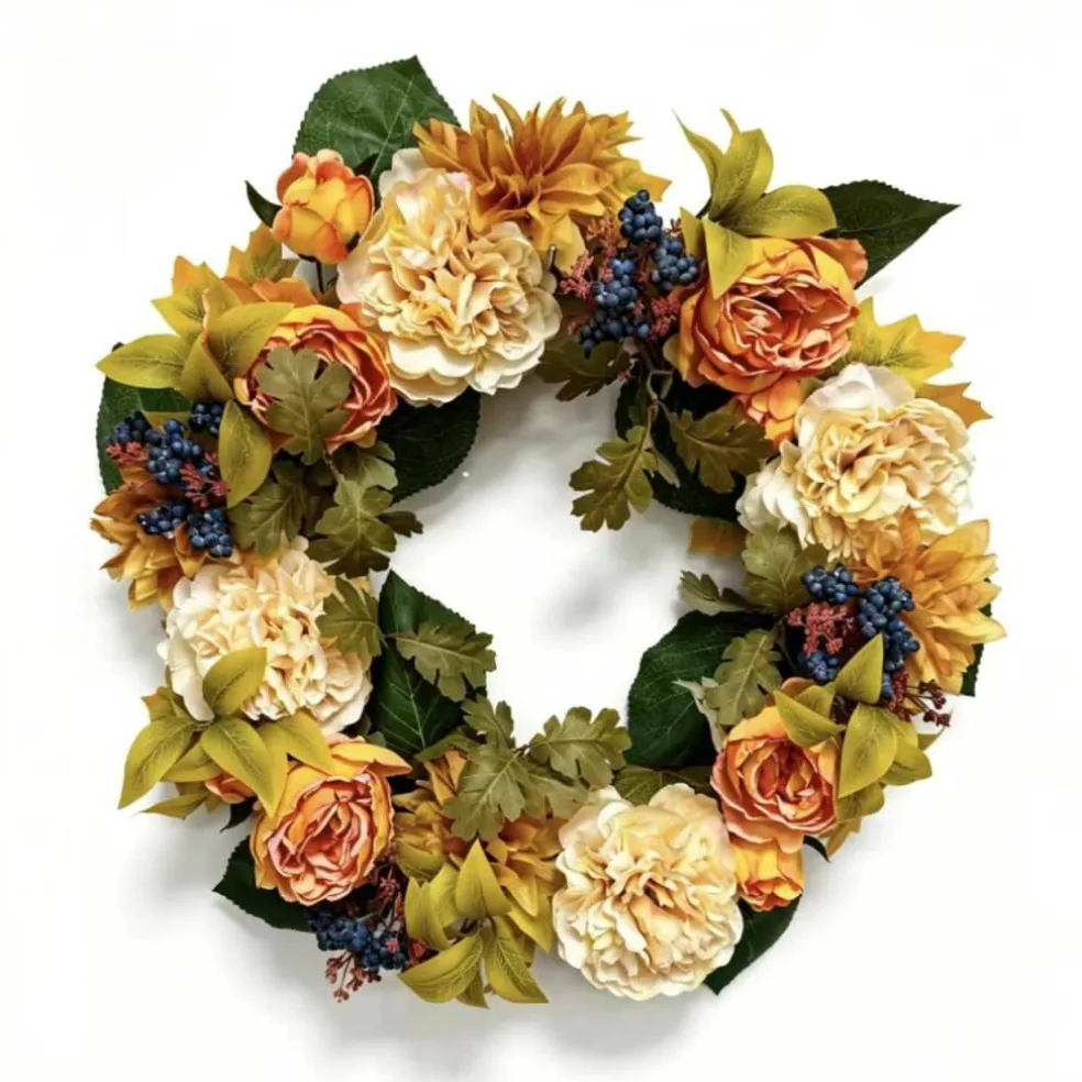 24" Orange & Cream Rose Wreath by Ashland®