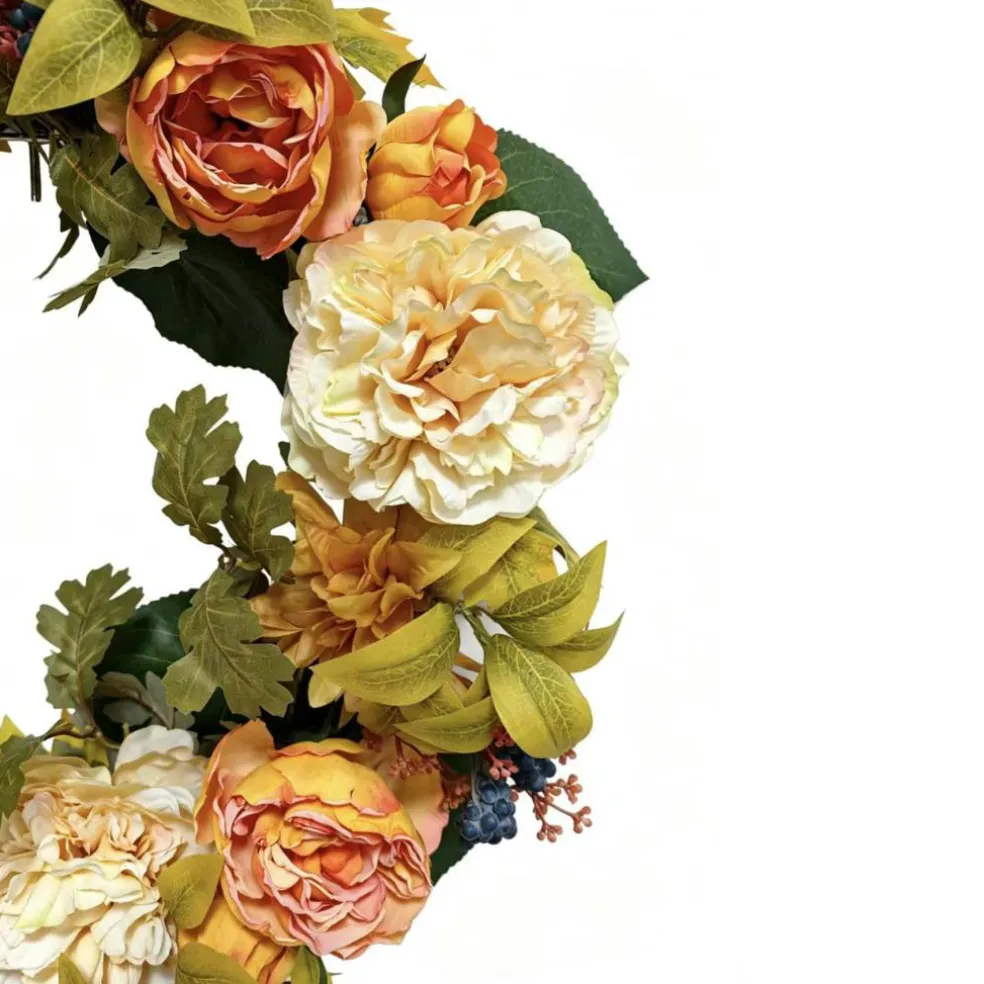 24" Orange & Cream Rose Wreath by Ashland®