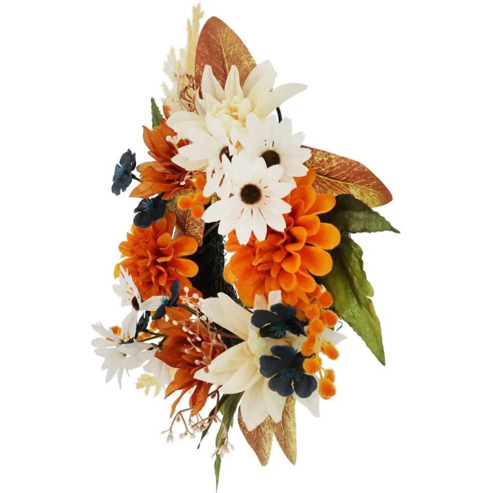 12" Orange Dahlia & Cream Mum Mix Mini Wreath by Ashland®