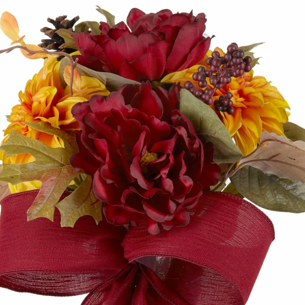 Orange Dahlia & Dark Red Peony Mix Rememberance Cone by Ashland®