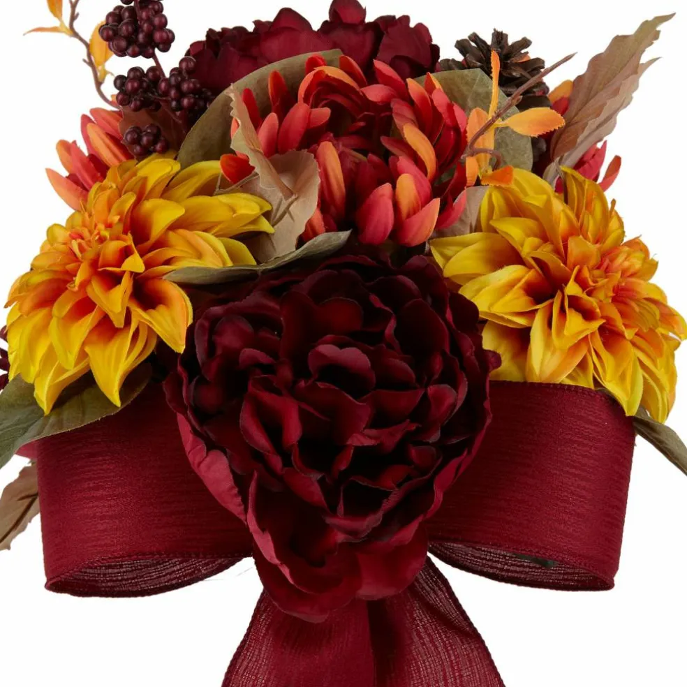 Orange Dahlia & Dark Red Peony Mix Rememberance Cone by Ashland®