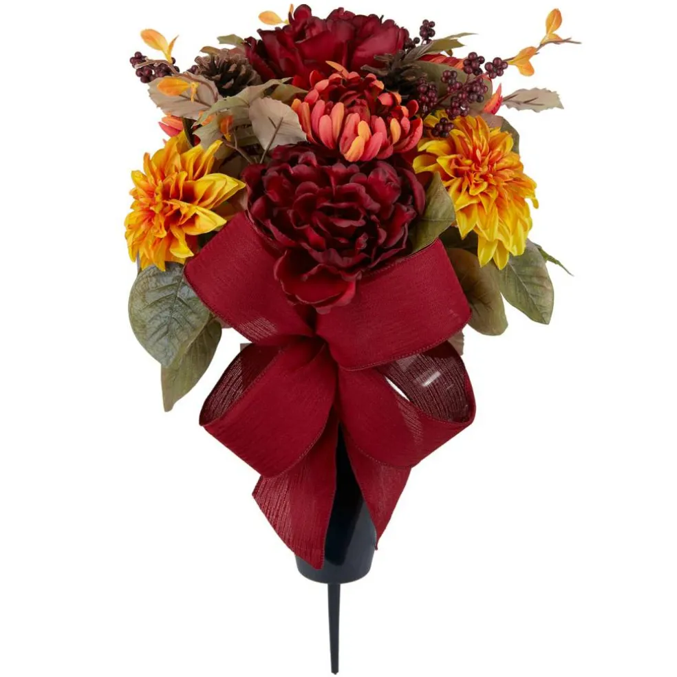 Orange Dahlia & Dark Red Peony Mix Rememberance Cone by Ashland®