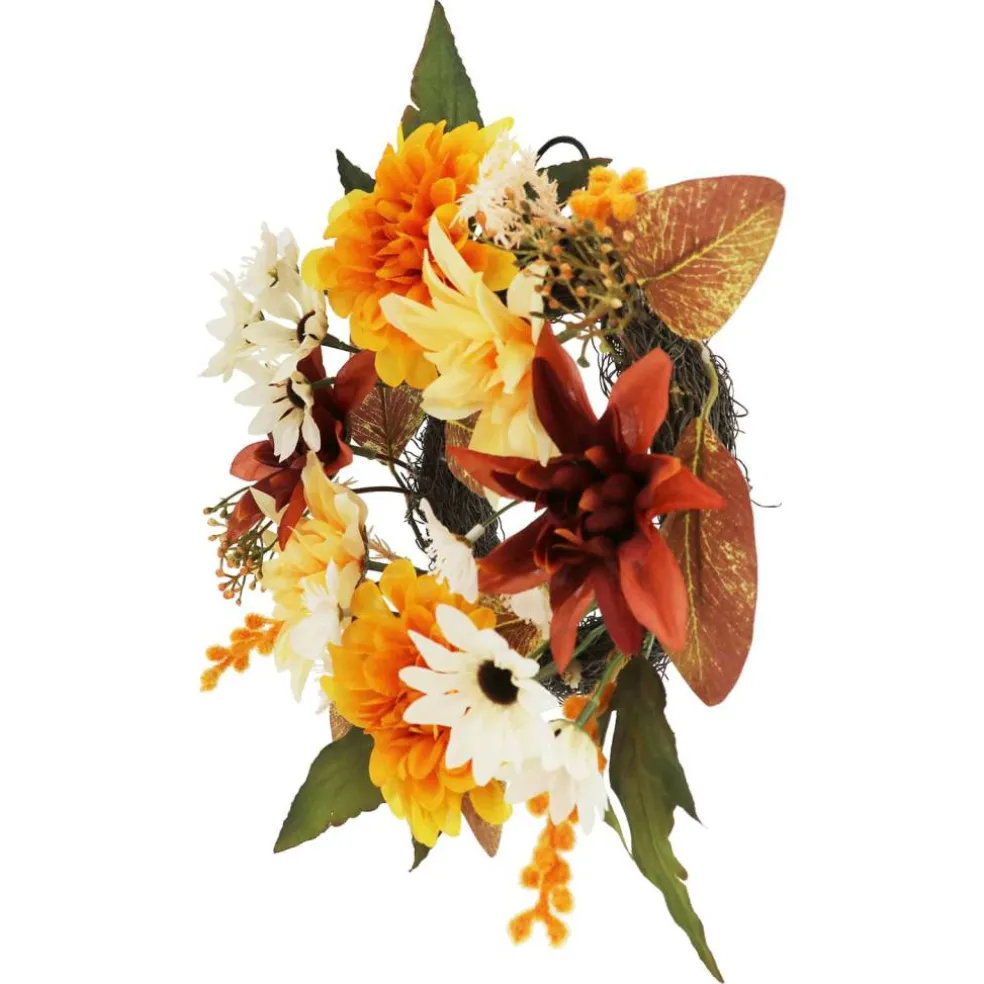 12" Orange Dahlia & Yellow Mum Mix Mini Wreath by Ashland®