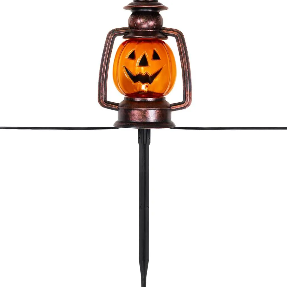 16.75" Orange Flickering Halloween Jack O' Lantern Pathway Markers, 3ct.