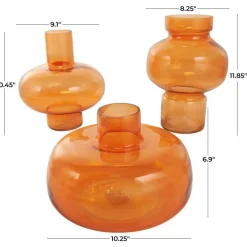 Orange Glass Rounded Vase Set