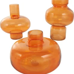Orange Glass Rounded Vase Set
