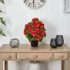 20" Orange Hibiscus with Black Hexagon Vase