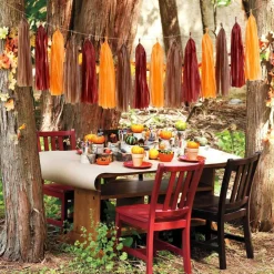 Orange Party-Decorations - 23pcs Fall Autumn Thanksgiving Harvest Paper Tissue Pom Poms Streamers,Rustic Boho Wedding Tassel Garland Banner,Birthday Baby Shower Decor Lasting Surprise