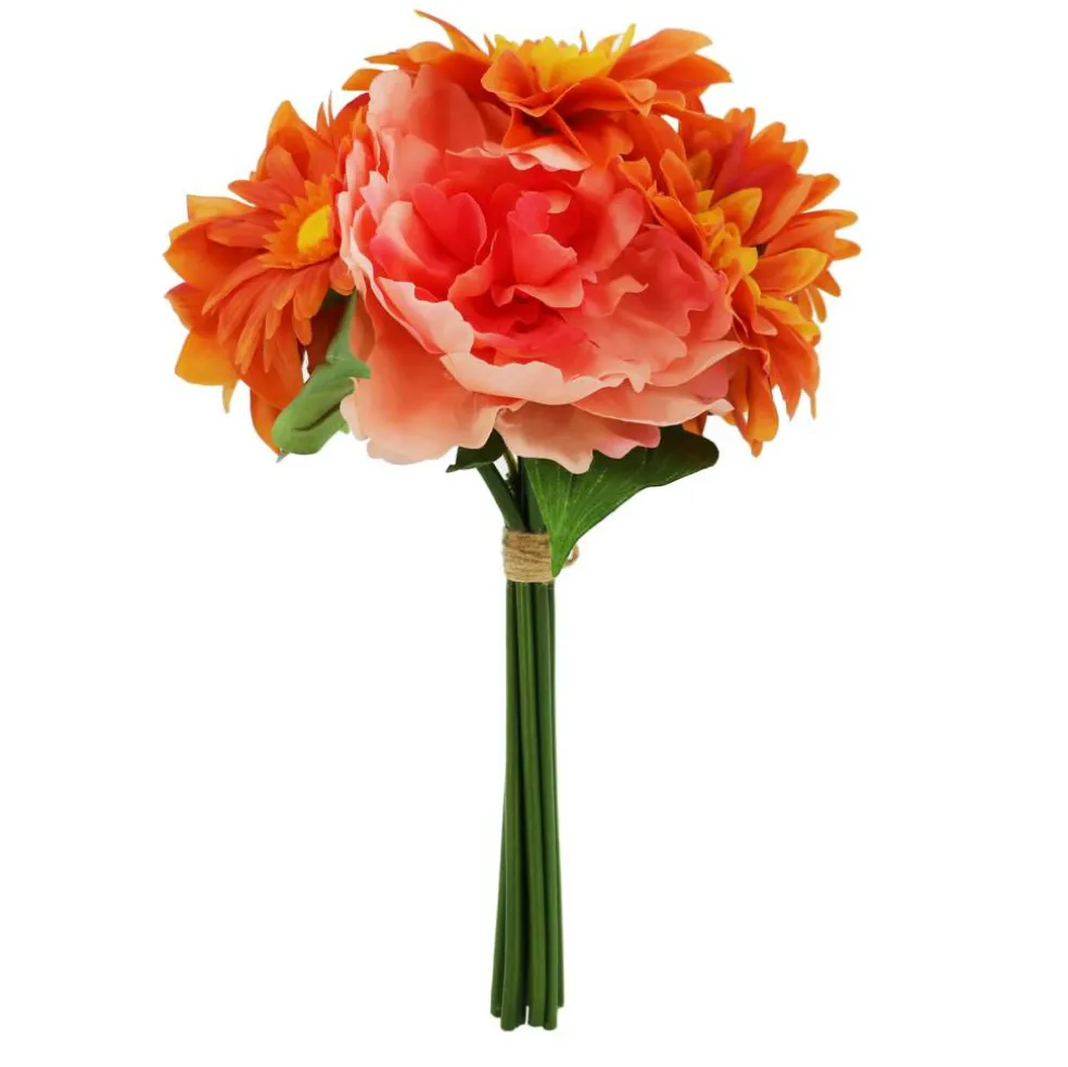 14" Orange & Pink Dahlia, Peony & Daisy Real Touch Bush by Ashland®