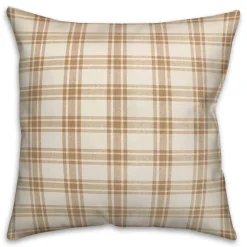 Orange Plaid Throw Pillow