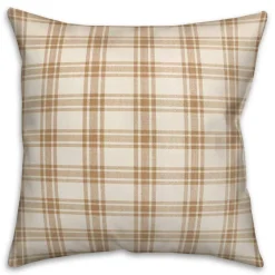 Orange Plaid Throw Pillow