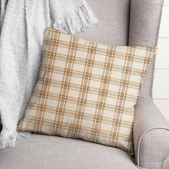 Orange Plaid Throw Pillow