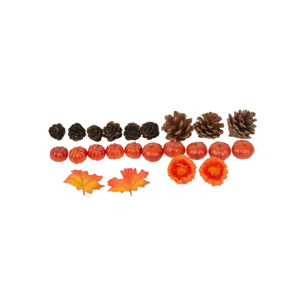 Orange Pumpkin, Pinecone, Leaf & Flower Decorative Components Mix by Ashland®