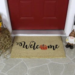 Orange Pumpkin "Welcome" Fall Harvest Doormat