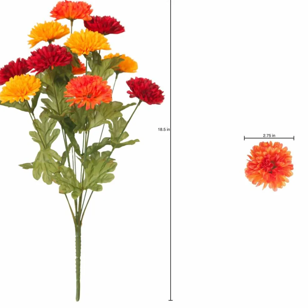 18.5" Orange & Red Ball Mum Bush by Ashland®