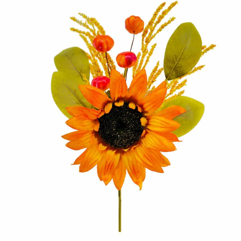 12" Orange Sunflower and Pumpkin Pick by Ashland®