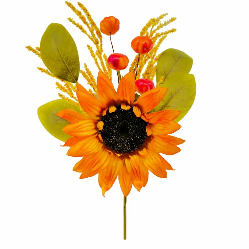 12" Orange Sunflower and Pumpkin Pick by Ashland®