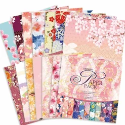 Origami Paper Kit 50 Sheets 70GSM 6 Inch Square Double Sided Color 50 Vivid Japanese Washi Chiyo Colors for Hand Crafts Origami Paper Arts Creativity.Japanese Sakuras