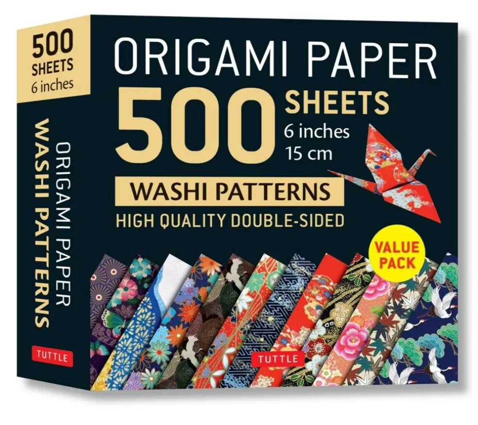 Origami Paper 500 sheets Japanese Washi Patterns 6" (15 cm): Double-Sided Origami Sheets with 12 Different Designs (Instructions for 6 Projects Included)