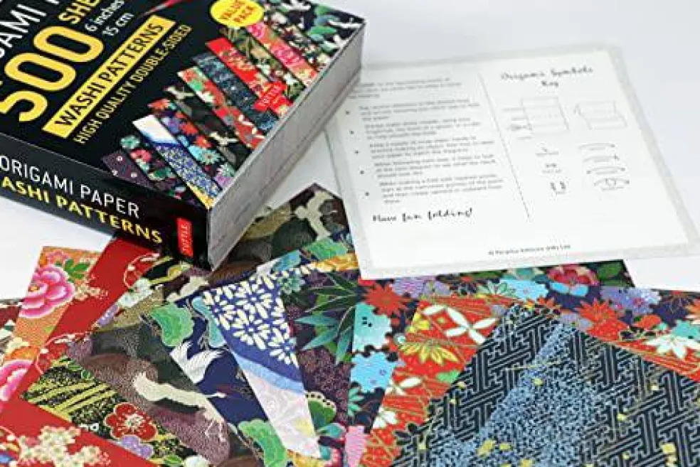 Origami Paper 500 sheets Japanese Washi Patterns 6" (15 cm): Double-Sided Origami Sheets with 12 Different Designs (Instructions for 6 Projects Included)