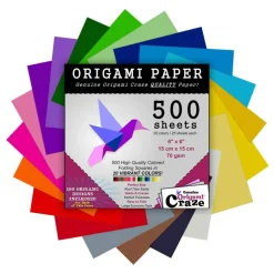 Origami Paper 500 Sheets Premium Quality for Arts and Crafts 6" Square Sheets 20 Vibrant Colours Same Colour on Both Sides 100 Design Ebook Included (See Back of Cover for Download info)