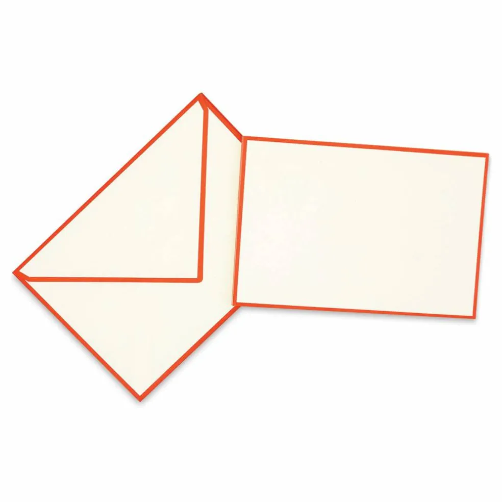 Original Crown Mill Color Edge Cards and Envelopes - Cream/Red, Pkg of 10