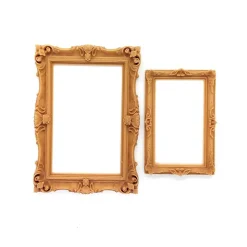Ornate Frames for Dollhouses, 2 pc, Light Brown Ornate Designs, Adorabilities