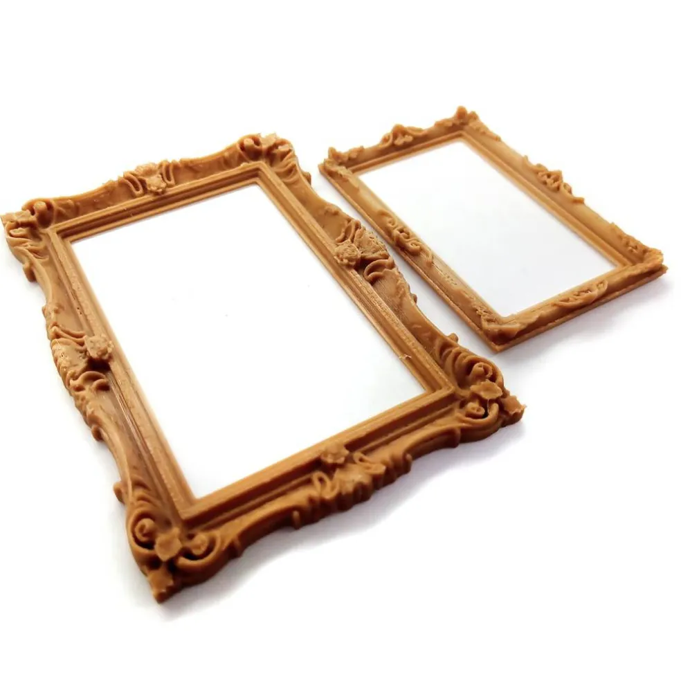 Ornate Frames for Dollhouses, 2 pc, Light Brown Ornate Designs, Adorabilities