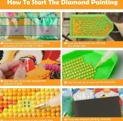 Otter Diamond Painting Kit for Adults and Beginners, 5D Full Round Drill Flower Gem Art, DIY Animal Diamond Art Craft Kit with Tools, 12x16 Inch Wall Decor