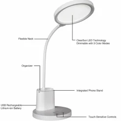 OttLite® Rechargeable LED Lamp with Phone Holder